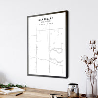 Clarklake, Michigan Scandinavian Map Print