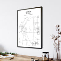 Genoa, Nevada Scandinavian Map Print