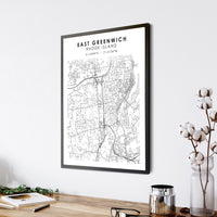 East Greenwich, Rhode Island Scandinavian Map Print