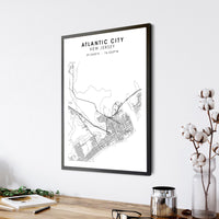 
              Atlantic City, New Jersey Scandinavian Map Print 
            