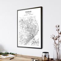 Peoria, Illinois Scandinavian Map Print 