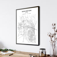 Burlington, Iowa Scandinavian Map Print 
