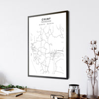 Crump, Tennessee Scandinavian Map Print 