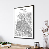 Memphis, Tennessee Scandinavian Map Print 