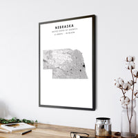 
              Nebraska, United States Scandinavian Style Map Print 
            