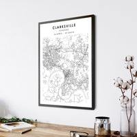 
              Clarksville, Tennessee Scandinavian Map Print 
            