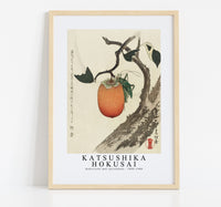 Katsushika Hokusai - Kakivrucht met sprinkhaan 1890-1900