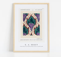 E.A.Seguy - Grape pattern Art Nouveau pochoir print in oriental style