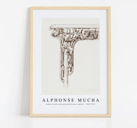 Alphonse Mucha - Large carved and patinated bronze capital 1869-1939