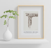 Alphonse Mucha - Large carved and patinated bronze capital 1869-1939