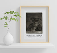 Cornelis ploos van amstel - Portrait of an old man with a flat wide cap-1756