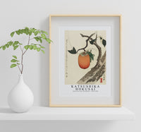 Katsushika Hokusai - Kakivrucht met sprinkhaan 1890-1900