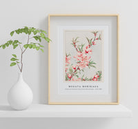 Megata Morikaga - Peach tree branches with leaves and blossoms during 1870–1880