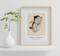 Egon Schiele - Naked lady. Crouching Nude in Shoes and Black Stockings, Back View 1912