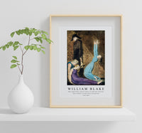 William Blake - Man supporting a supine woman, an aged man with bell, and a woman in a blue dress raising arms 1752-1827