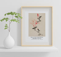 Katsushika Hokusai - Large Pink Blossom on a Stem with Three Additional Buds 1830-1850