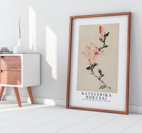 Katsushika Hokusai - Large Pink Blossom on a Stem with Three Additional Buds 1830-1850