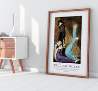 William Blake - Man supporting a supine woman, an aged man with bell, and a woman in a blue dress raising arms 1752-1827