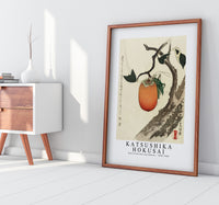 Katsushika Hokusai - Kakivrucht met sprinkhaan 1890-1900