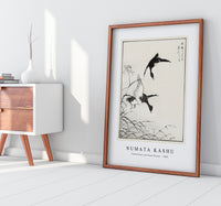 Numata Kashu - Tufted-Teal and Reed Flower illustration from Pictorial Monograph of Birds (1885)