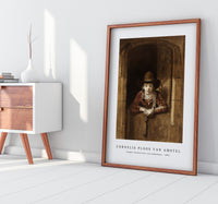 Cornelis ploos van amstel - Jongen leunend over een onderdeur-1821