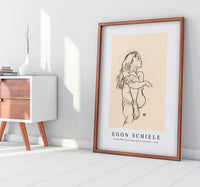 Egon Schiele - Seated Nude Girl Clasping Her Left Knee 1918