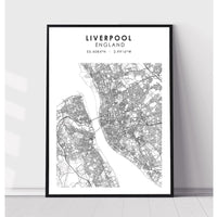 Liverpool, England Scandinavian Style Map Print 