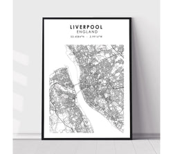 Liverpool, England Scandinavian Style Map Print 