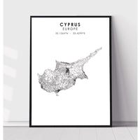 Cyprus Scandinavian Style Map Print 