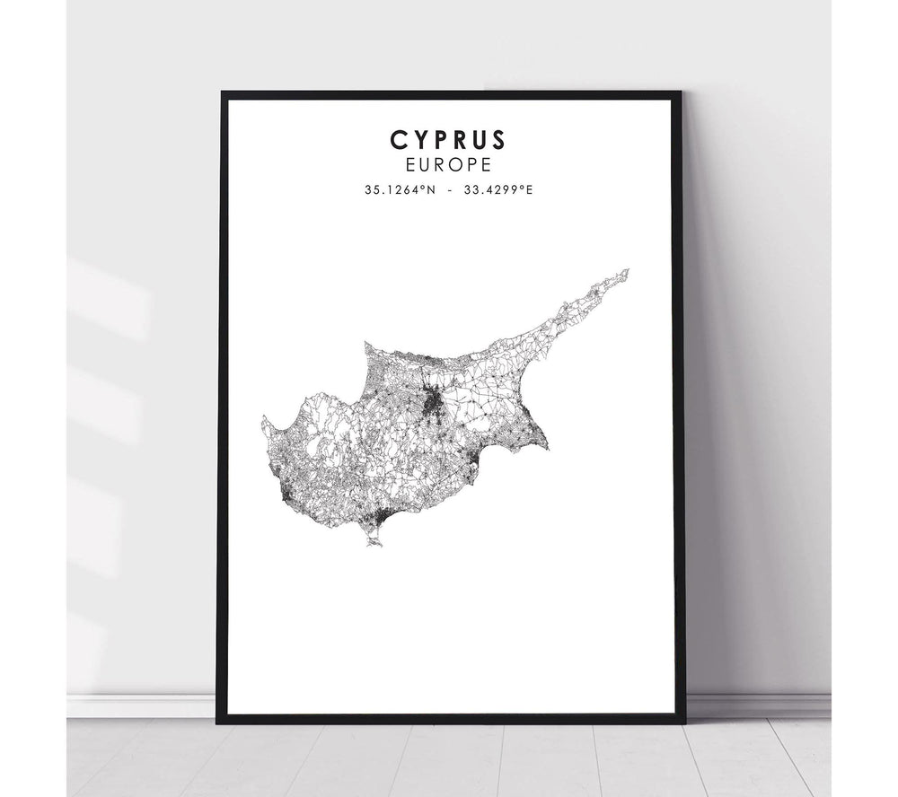 Cyprus Scandinavian Style Map Print 