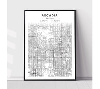 
              Arcadia, Arizona Scandinavian Map Print 
            