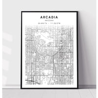 Arcadia, Arizona Scandinavian Map Print 