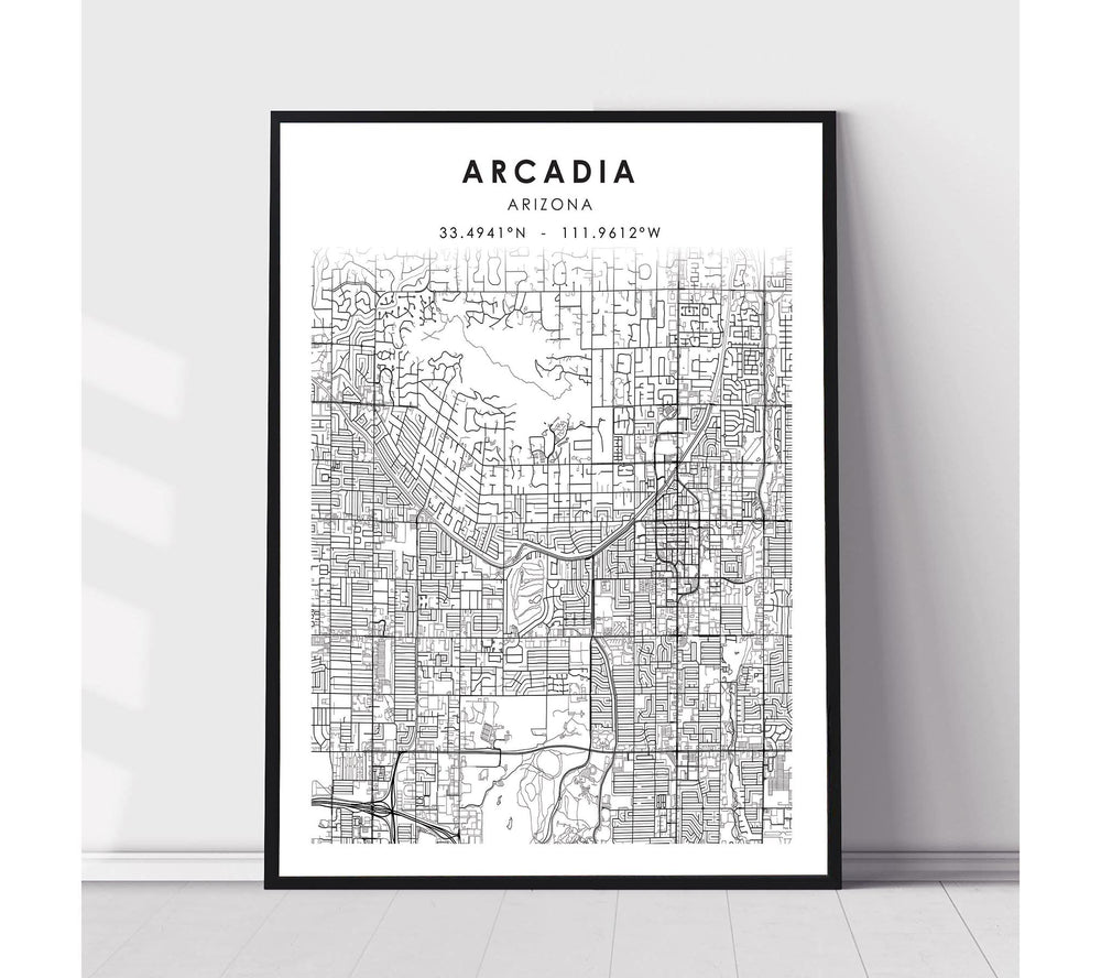 Arcadia, Arizona Scandinavian Map Print 