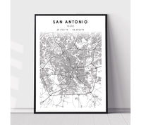 
              San Antonio, Texas Scandinavian Map Print 
            