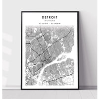 Detroit, Michigan Scandinavian Map Print 