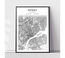 Detroit, Michigan Scandinavian Map Print 
