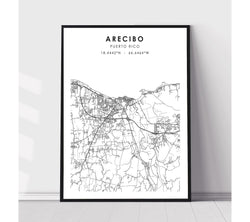 Arecibo, Puerto Rico Scandinavian Style Map Print 