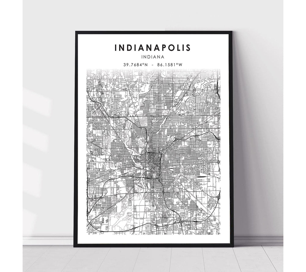 Indianapolis, Indiana Scandinavian Map Print 