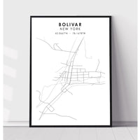 Bolivar, New York Scandinavian Map Print 