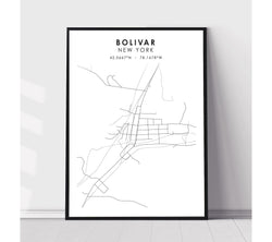 Bolivar, New York Scandinavian Map Print 