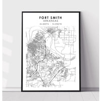 Fort Smith Arkansas Scandinavian Map Print 