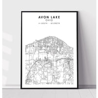 Avon Lake, Ohio Scandinavian Map Print 
