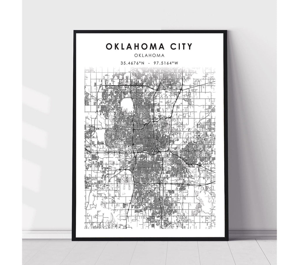 Oklahoma City, Oklahoma Scandinavian Map Print 