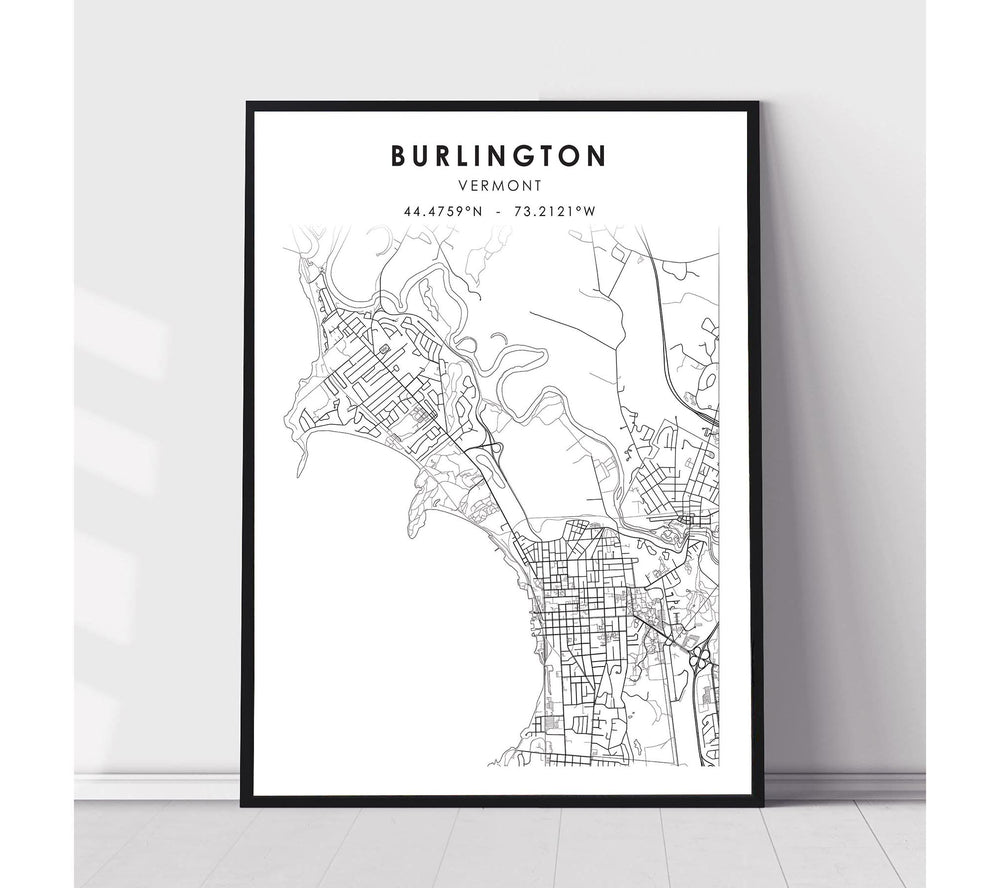 Burlington, Vermont Scandinavian Map Print 