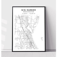 Gig Harbor, Washington Scandinavian Map Print 