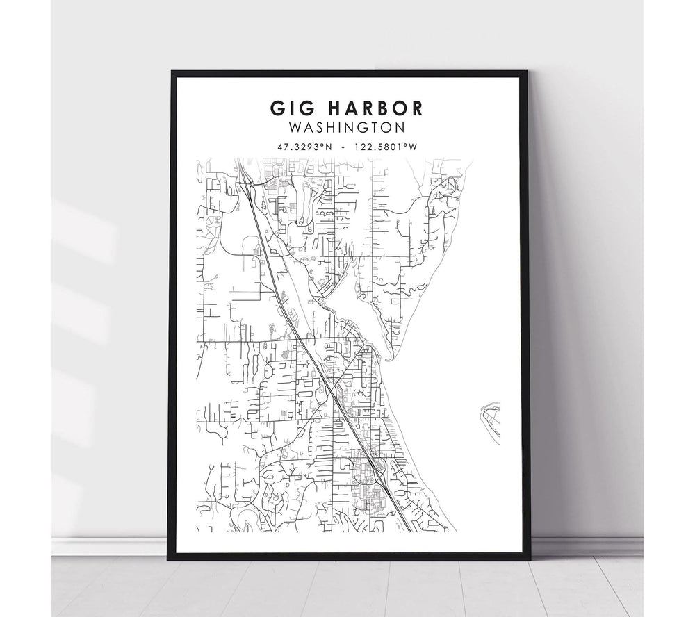 Gig Harbor, Washington Scandinavian Map Print 