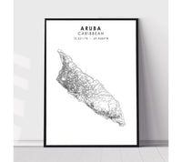 
              Aruba, Caribbean Scandinavian Style Map Print 
            