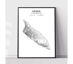 Aruba, Caribbean Scandinavian Style Map Print 