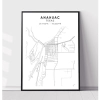 Anahuac, Texas Scandinavian Map Print 