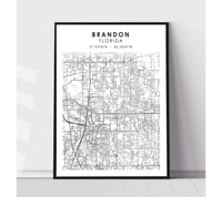 
              Brandon, Florida Scandinavian Map Print 
            